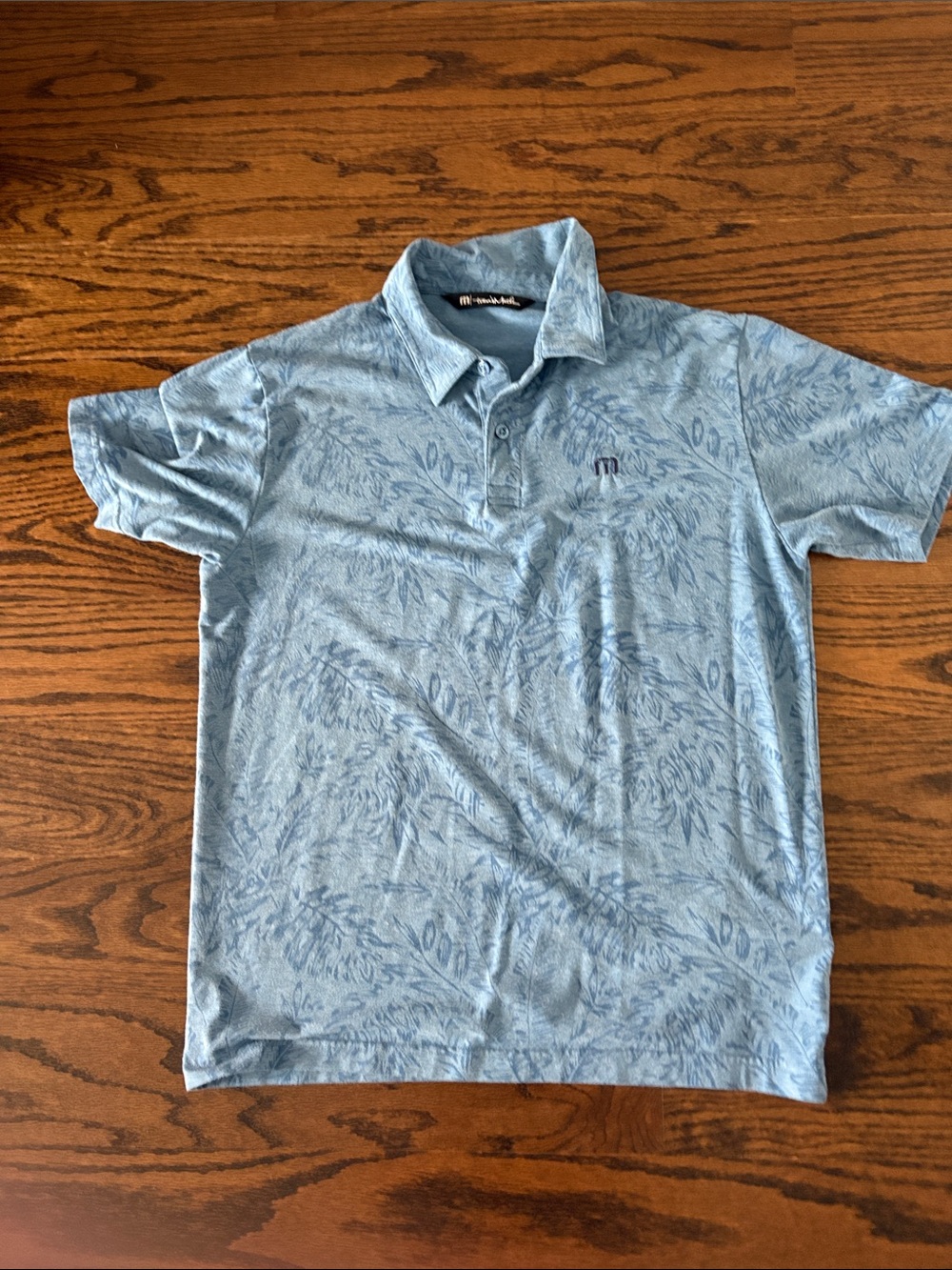 Travis Mathew Blue Leaf-Print Polo
